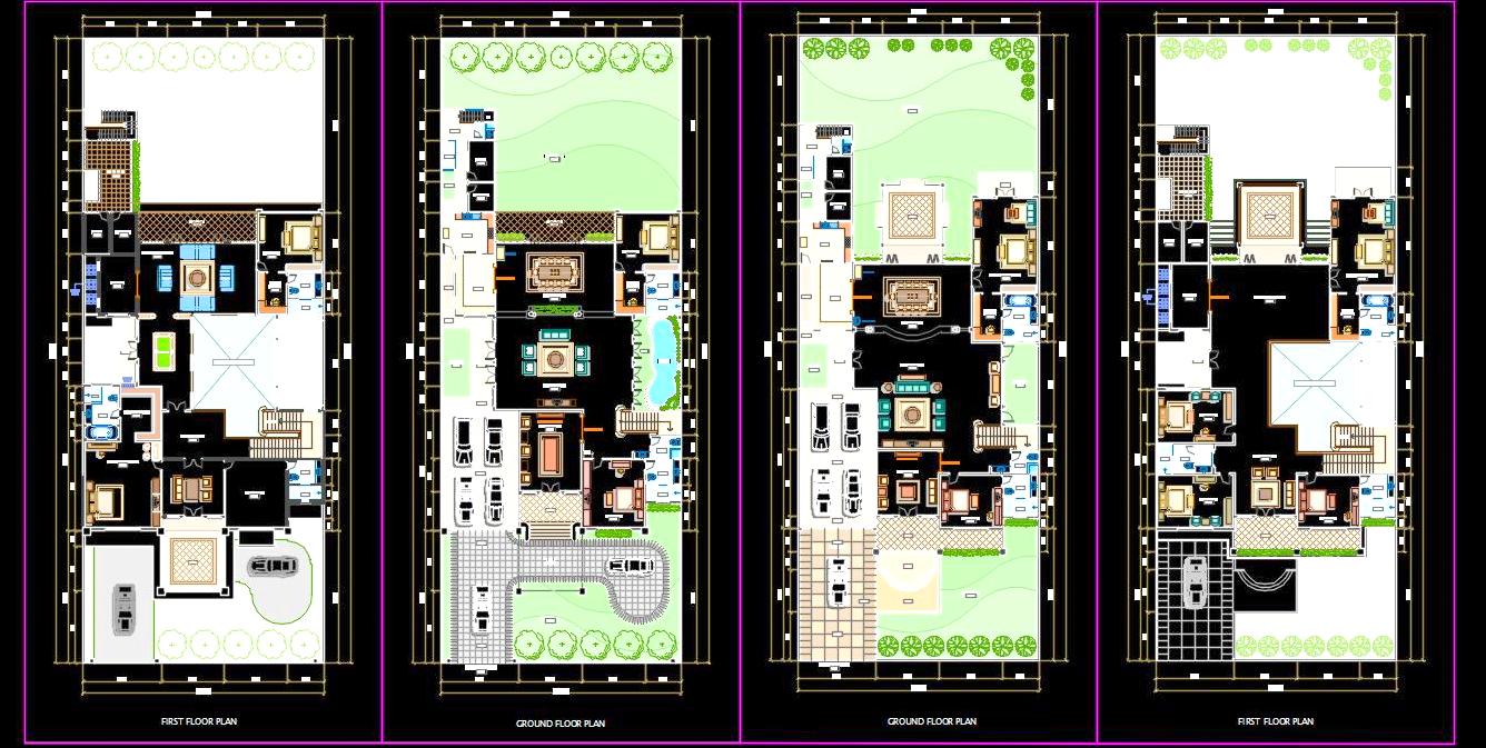 Bungalow CAD Detail - Interior and Landscape Layouts